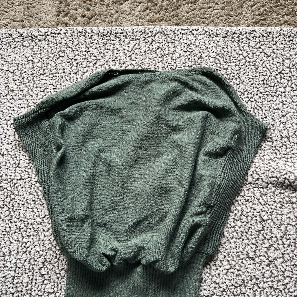 Off-the-Shoulder Green Boatneck Sweater